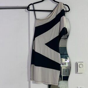 Asymmetrical Geometric Bodycon Mini Dress One Shoulder